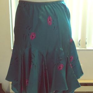 Silk turquoise skirt